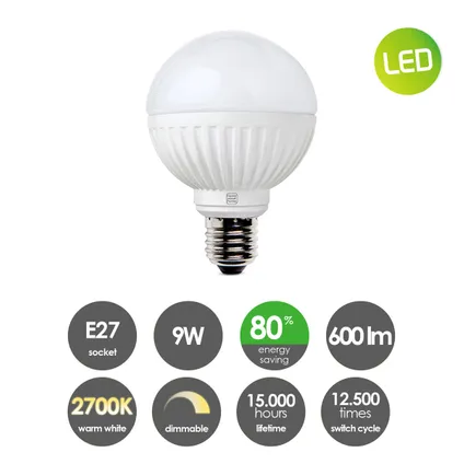 Home Sweet Home Globe LED dimmable G80 E27 9W 600lm Lumière blanche chaude 7