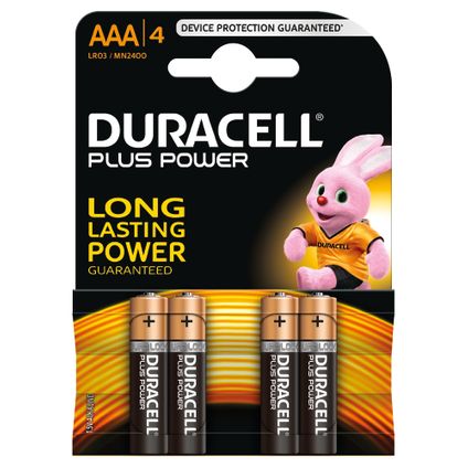 Pile Duracell ALK Plus Power AAA 1,5V 4 pièces
