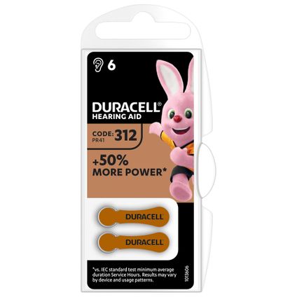 Duracell alkaline batterij DA312/PR41 1,45V 6 stuks