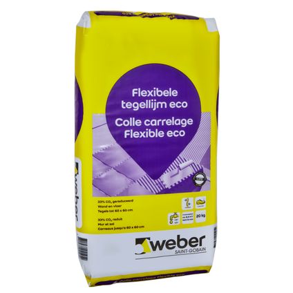 Weber tegellijm - wand en vloer - Flex (C2TE) eco - 20kg