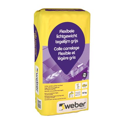Weber lichtgewicht tegellijm wand en vloer - Flex (S1) - 15kg