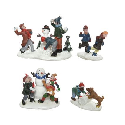 Set figurines bataille de boules de neige Decoris 2pcs