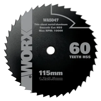 Lada lood server Worx cirkelzaagblad WA5047 hout/metaal 115mm 60T