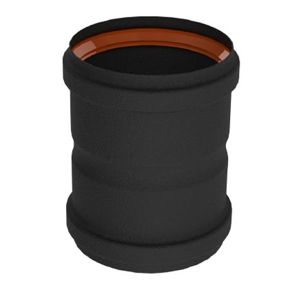 Saninstal mofkoppeling Ø80mm zwart voor pelletkachel geëmailleerd staal