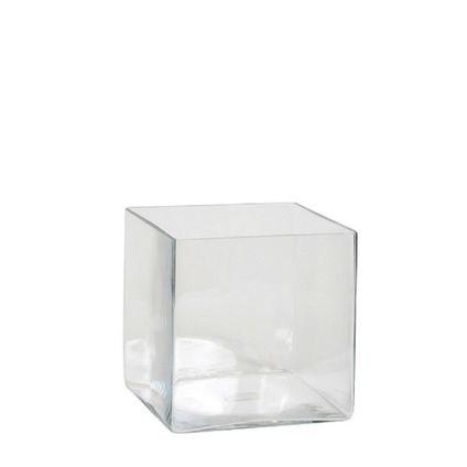 Mica Decorations Vaas - accubak - transparant - glas - 20 cm