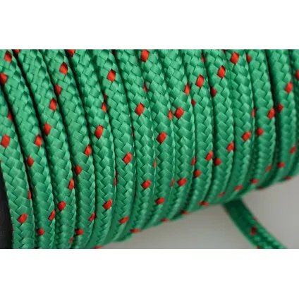Mamutec touw polyester Neon gevlochten 16 spindels groen-rood 4mmx200m 3