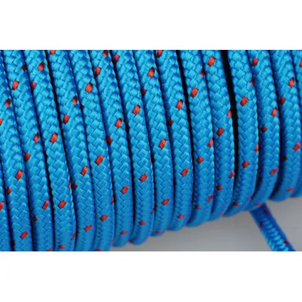 Mamutec touw polyester Neon gevlochten 16 spindels blauw 6mmx80m 6