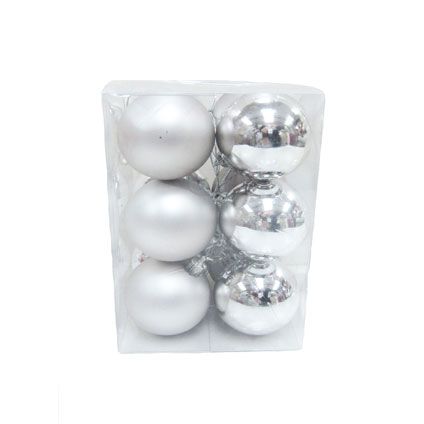 Decoris kerstballen kunststof zilver 6cm 12 stuks