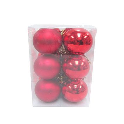 Central Park kerstballen kunststof rood 6cm 12 stuks
