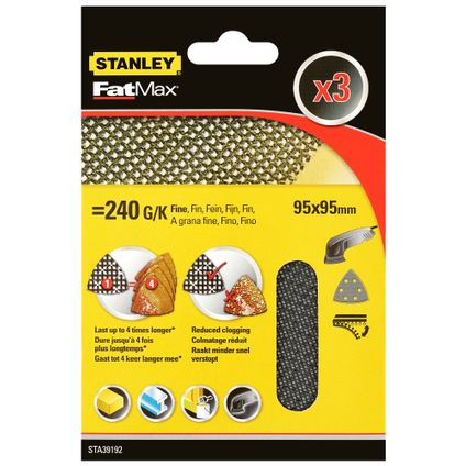 Maille abrasive Stanley Fatmax STA39192-XJ Quickfit K240 95x95mm 3 pcs