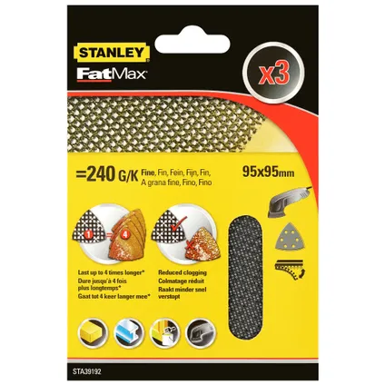 Maille abrasive Stanley Fatmax STA39192-XJ Quickfit K240 95x95mm 3 pcs