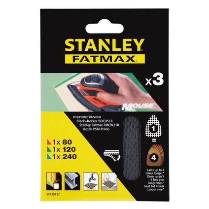 Stanley FatMax schuurgaas "Mouse" schuurmachine STA39137-XJ assorti 3 stuks