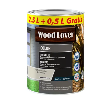 Wood Lover houtbeits 'Color Tuinhuis' ren beige 3L