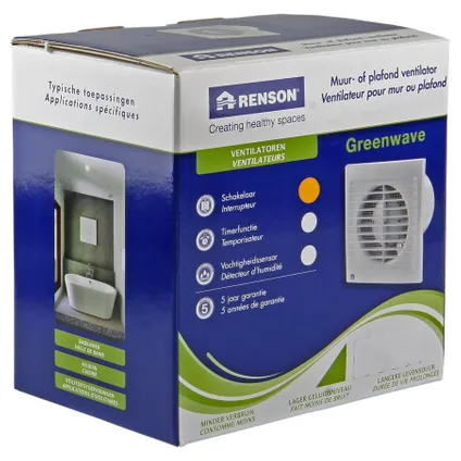 Ventilateur de salle de bain Renson Greenwave 9101 Ø100mm blanc 8
