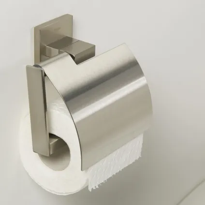 Porte-rouleau de papier toilette avec couvercle Tiger Items acier inoxydable brossé 2