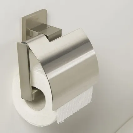 Porte-rouleau de papier toilette avec couvercle Tiger Items acier inoxydable brossé 5