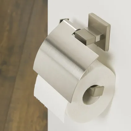 Porte-rouleau de papier toilette avec couvercle Tiger Items acier inoxydable brossé 8