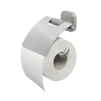Porte-papier de toilette + couvercle Tiger Ramos argenté brossé à suspendre