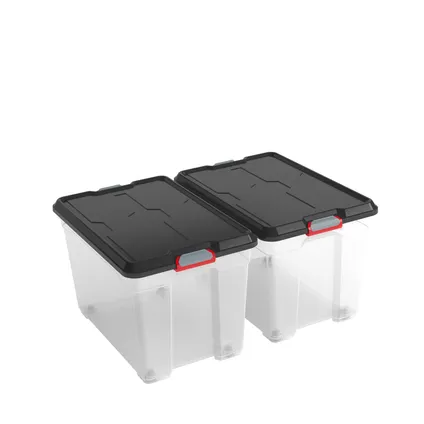 Boîte de rangement Kis Moover Box XL avec roulettes noir transparent 60L 2