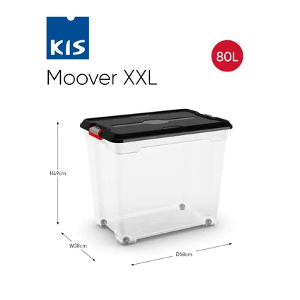 Kis Moover XXL opbergbox 80L transparant/zwart 3