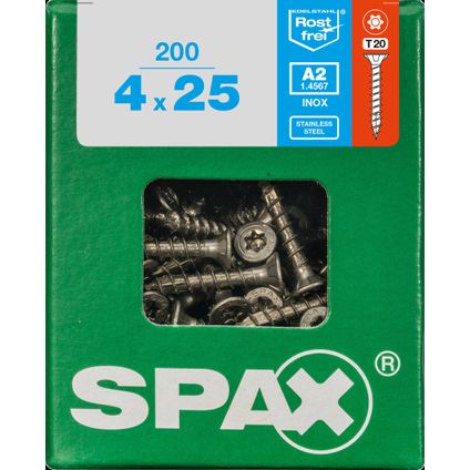 Vis universelle Spax T-Star+ A2 inox 25x4mm 200 pièces