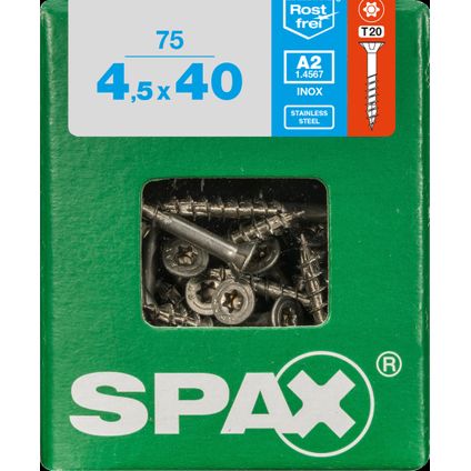 Vis Spax 'T-Star plus A2' inox 40 x 4,5 mm - 75 pcs
