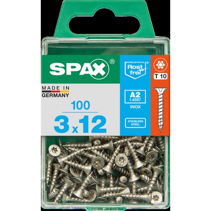 Vis universelle Spax T-Star+ A2 inox 12x3mm 100 pièces