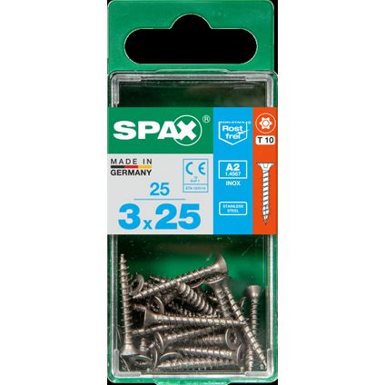 Vis universelle Spax T-Star+ A2 inox 25x3mm 25 pièces