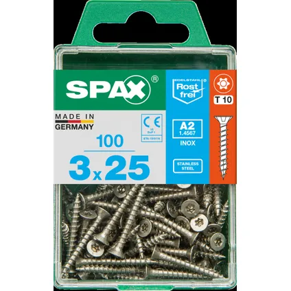 Vis universelle Spax T-Star+ A2 inox 25x3mm 100 pièces