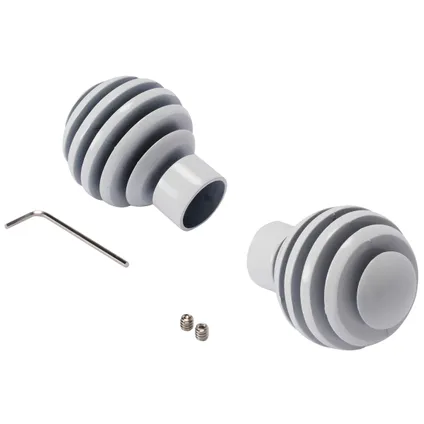 Decomode gordijnknop Sphere grijs wit hoogglans 20mm - 2 stuks 2