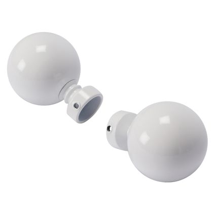 Decomode gordijnknop Bulb wit hoogglans 20mm - 2 stuks