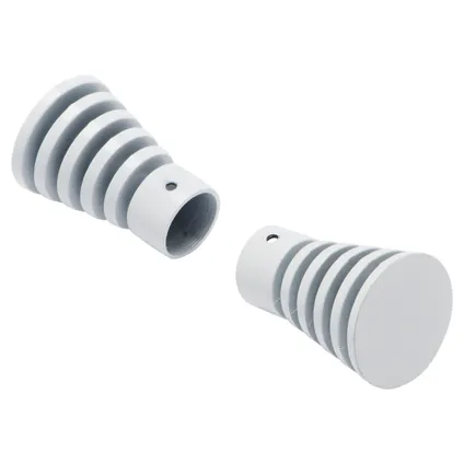 Decomode gordijnknop Con. grijs wit hoogglans 20mm - 2 stuks 2