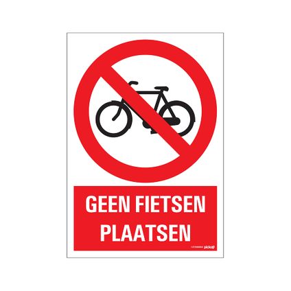 Pickup bord Geen fietsen plaatsen 23x33cm PVC rood/wit