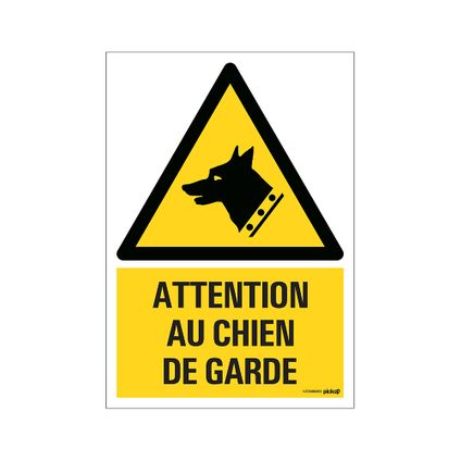 Pickup bord "Attention au chien de garde" 23x33cm PVC geel/zwart