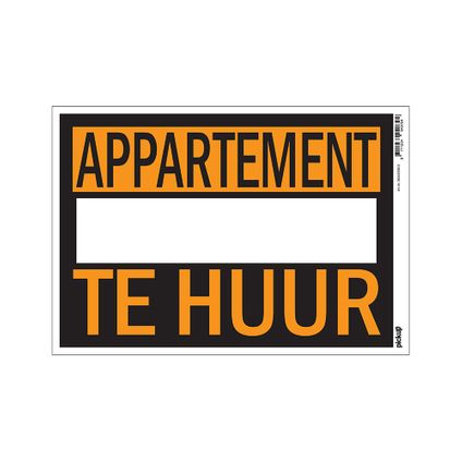 Affiche "Appartement te huur" Pickup 35x25cm PVC
