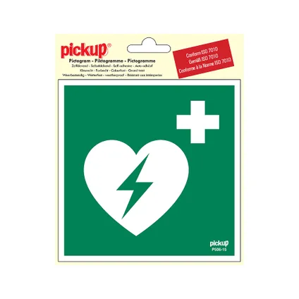 Pickup sticker defibrilator 15x15cm groen