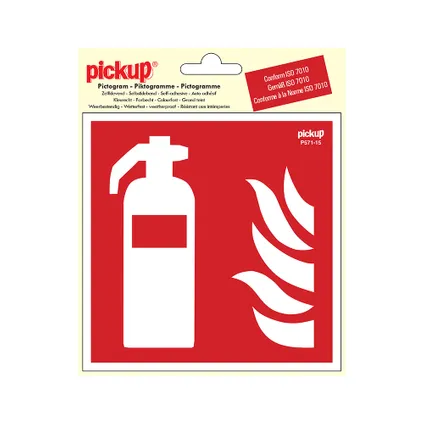 Pickup sticker brandblusser 15x15cm rood