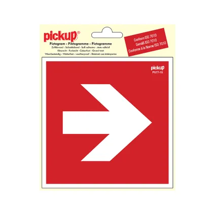 Pickup sticker richtingspijl 15x15cm rood