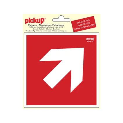 Pickup sticker schuine richtingspijl 15x15cm rood