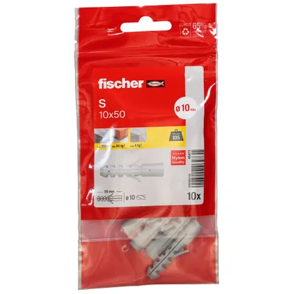 Fischer nylon plug S 10x50 volle wand 10 st. 2