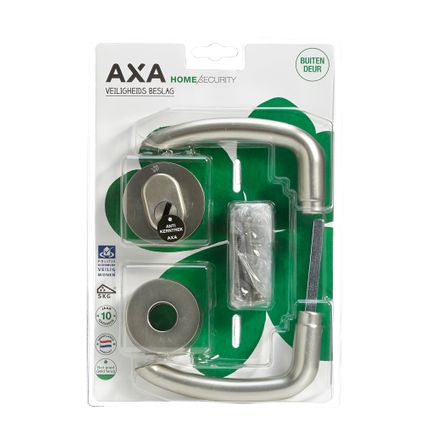 AXA veiligheidsbeslag kruk + cilinder + rozet RVS