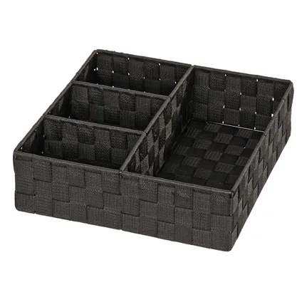 Boîte à compartiments Wenko Adria 4 cases 32x32x10cm noir