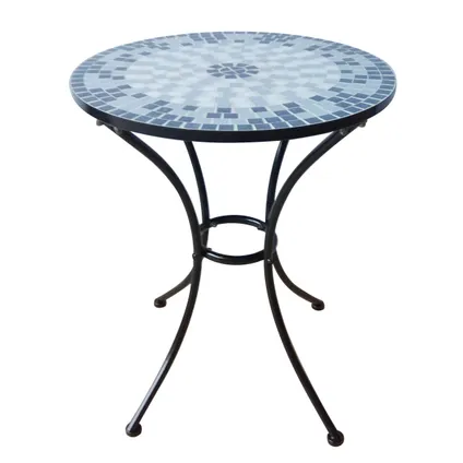 Central Park table bistro 'Catarina' acier mosaïque Ø60cm bleu