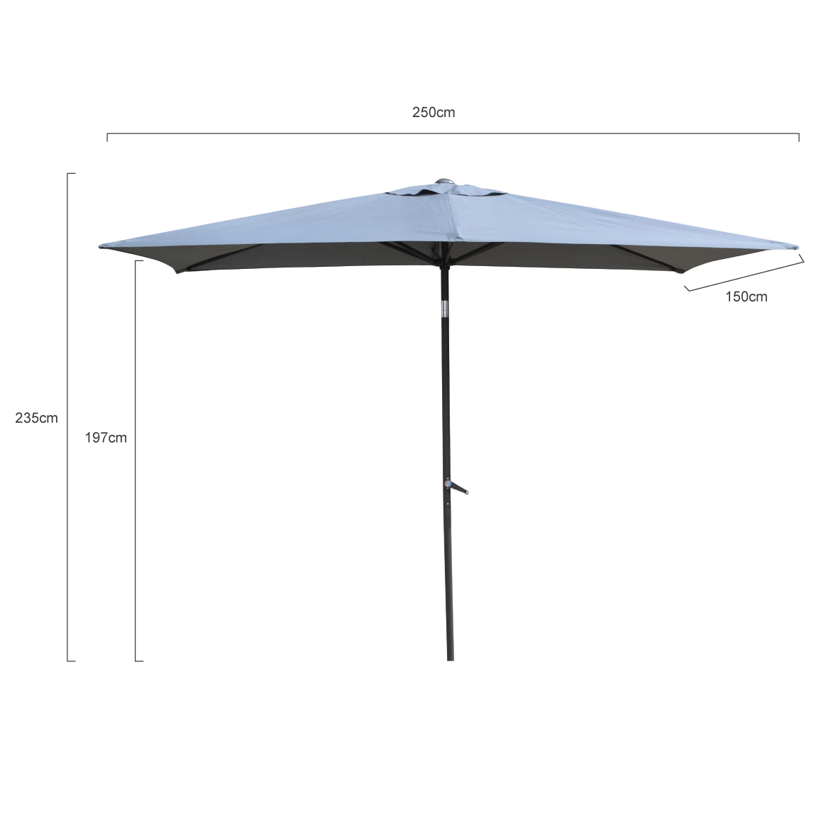 Politieagent manager Aannemer Central Park parasol Cielo aluminium staal 250x150cm antraciet