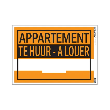 Affiche "Appartement te huur/à louer" Pickup 35x25cm PVC