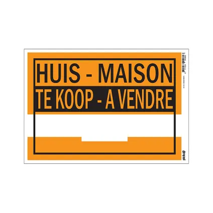 Pickup affiche "Maison à vendre/Huis te koop" 35x25cm PVC