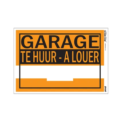 Pickup affiche "Garage te huur/à louer" 35x25cm PVC