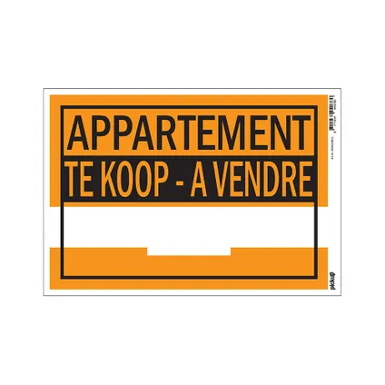 Pickup affiche "Appartement te koop/à vendre" 35x25cm PVC