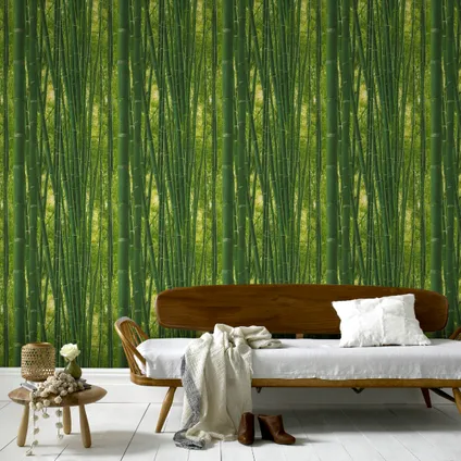 Waardig Verouderd Briesje Decomode papierbehang Bamboe groen