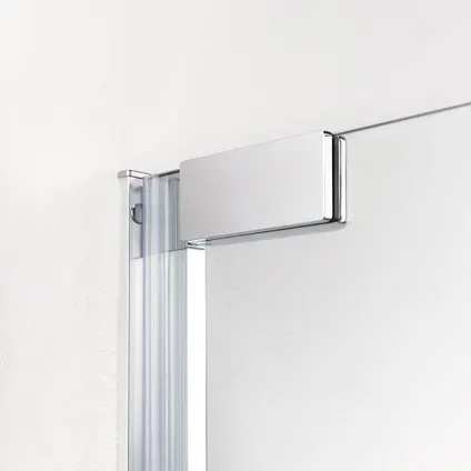 Porte de douche pivotante + paroi latérale Sealskin Impact aluminium argenté poli 90x90cm|8mm verre sécurit transparent anti-calcaire 2
